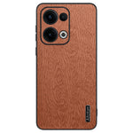 For Oppo Reno13 5G (Global) Case Wood Texture PU Leather Coated PC+TPU Phone Cover