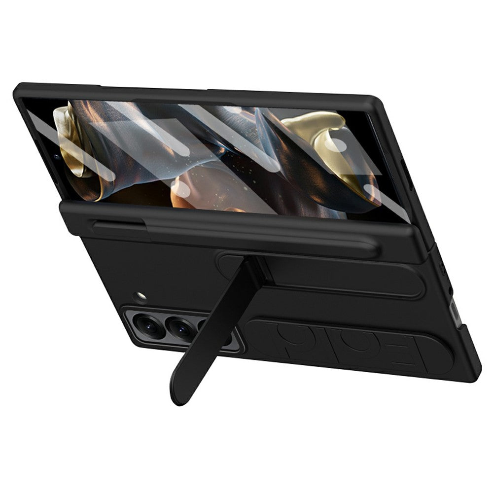 Til Samsung Galaxy Z Fold Special Cover Støtteben Håndledsrem PC Telefoncover med hærdet glasfilm