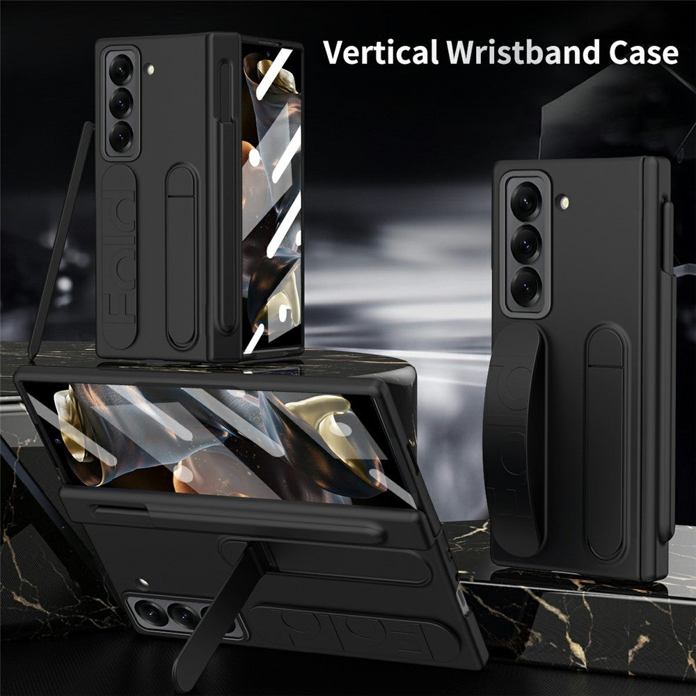 Til Samsung Galaxy Z Fold Special Cover Støtteben Håndledsrem PC Telefoncover med hærdet glasfilm