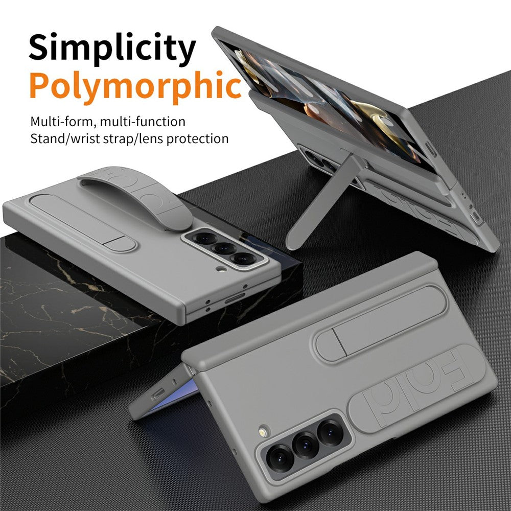 Til Samsung Galaxy Z Fold Special Cover Støtteben Håndledsrem PC Telefoncover med hærdet glasfilm