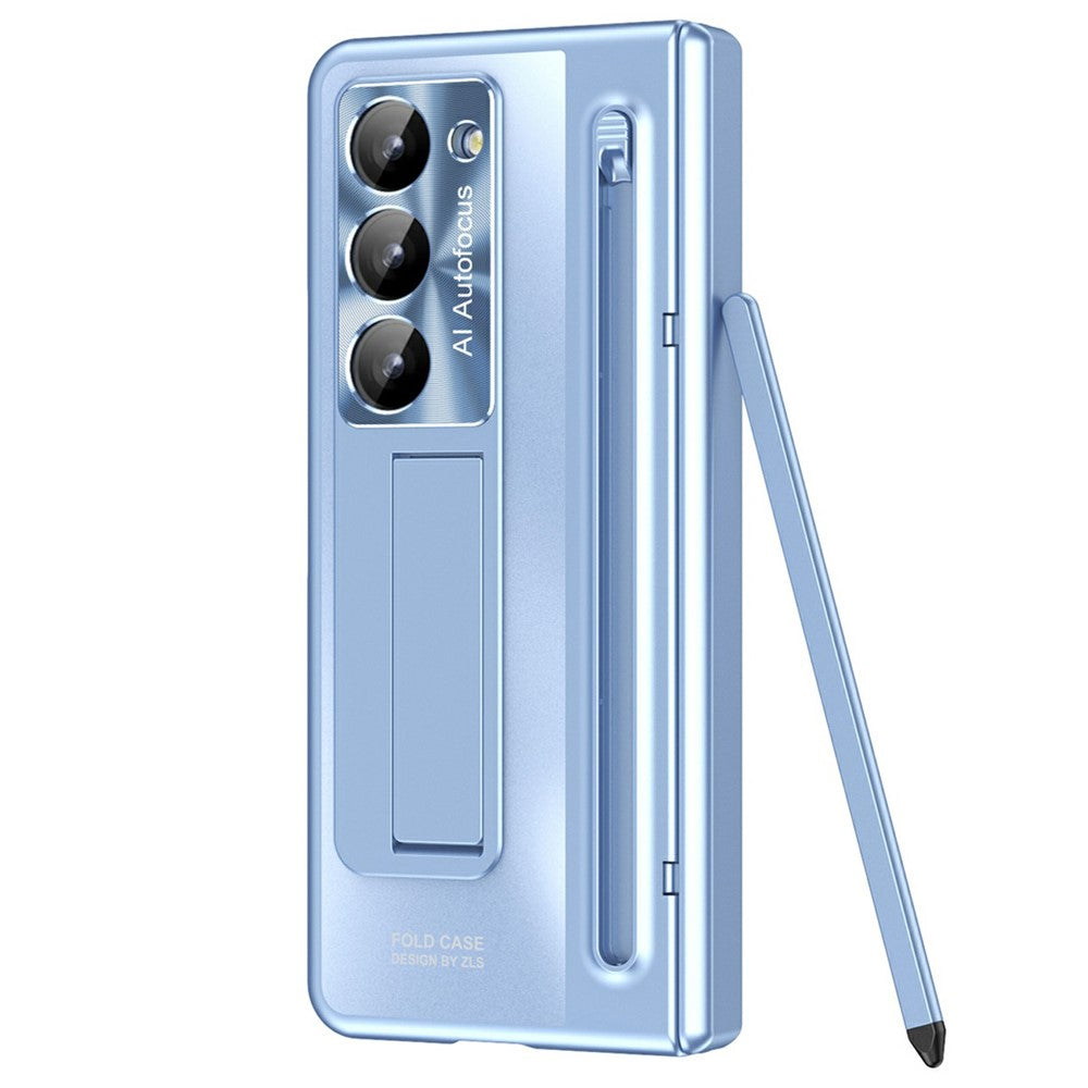 Til Samsung Galaxy Z Fold Special Cover Kickstand Hængsel PC Telefon Cover med Hærdet Glas Film, Stylus