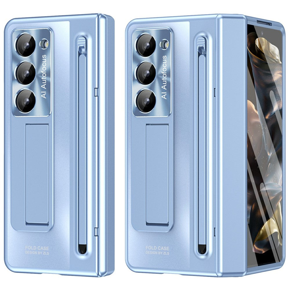 Til Samsung Galaxy Z Fold Special Cover Kickstand Hængsel PC Telefon Cover med Hærdet Glas Film, Stylus