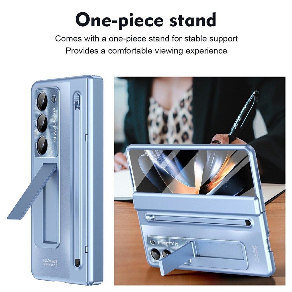 Til Samsung Galaxy Z Fold Special Cover Kickstand Hængsel PC Telefon Cover med Hærdet Glas Film, Stylus
