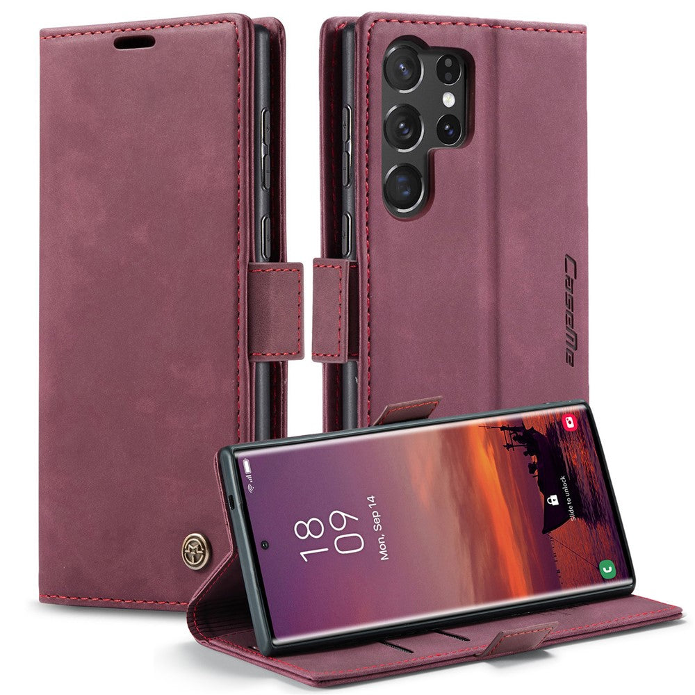 CASEME 013 Series til Samsung Galaxy S25 Ultra Cover med Kortholder og Stander i Læder