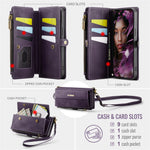 CASEME For iPhone 14 Pro Max Case  C39 RFID Blocking Zipper Wallet Stand Leather Cover with Strap