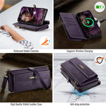 CASEME For iPhone 14 Pro Max Case  C39 RFID Blocking Zipper Wallet Stand Leather Cover with Strap