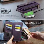 CASEME For iPhone 14 Pro Max Case  C39 RFID Blocking Zipper Wallet Stand Leather Cover with Strap