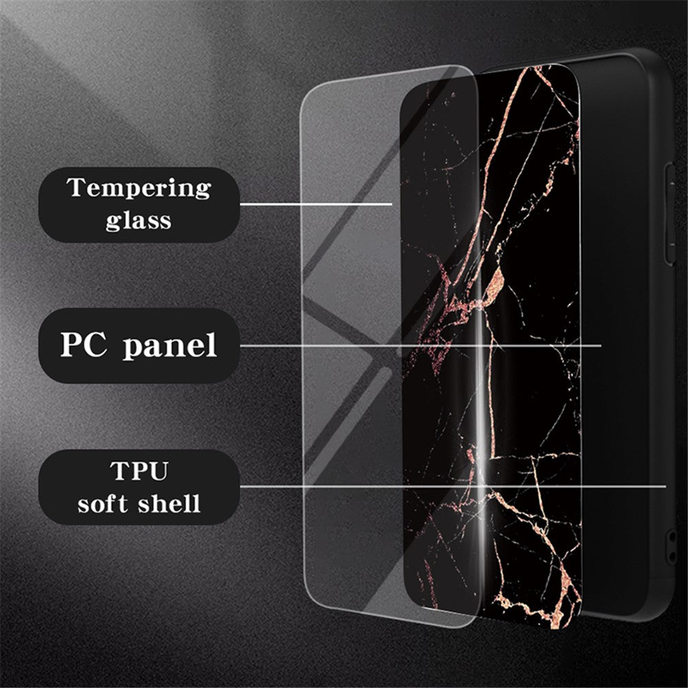 Til Samsung Galaxy A36 5G Cover Marmormønster Hærdet Glas + PC + TPU Beskyttende Telefoncover