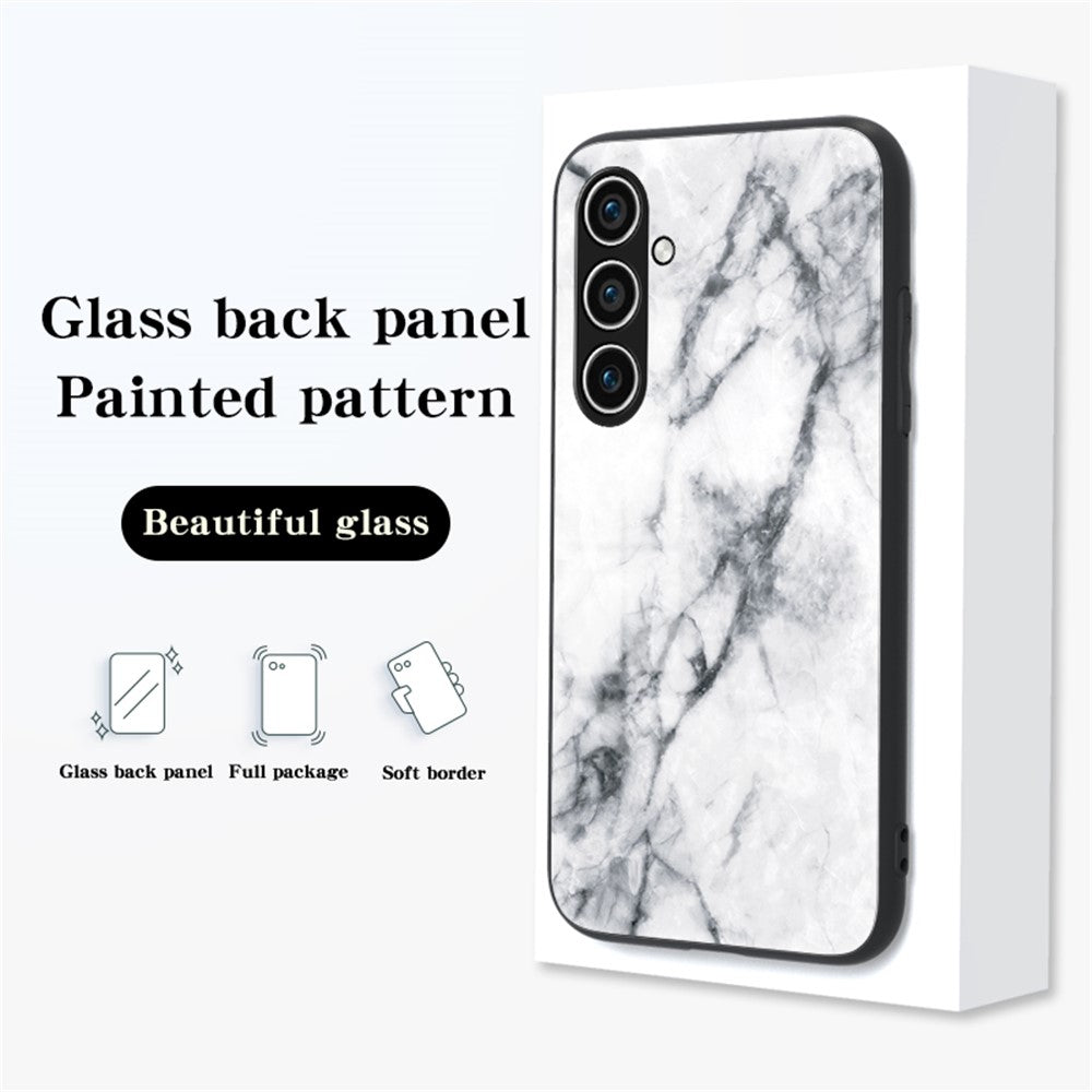 Til Samsung Galaxy A36 5G Cover Marmormønster Hærdet Glas + PC + TPU Beskyttende Telefoncover