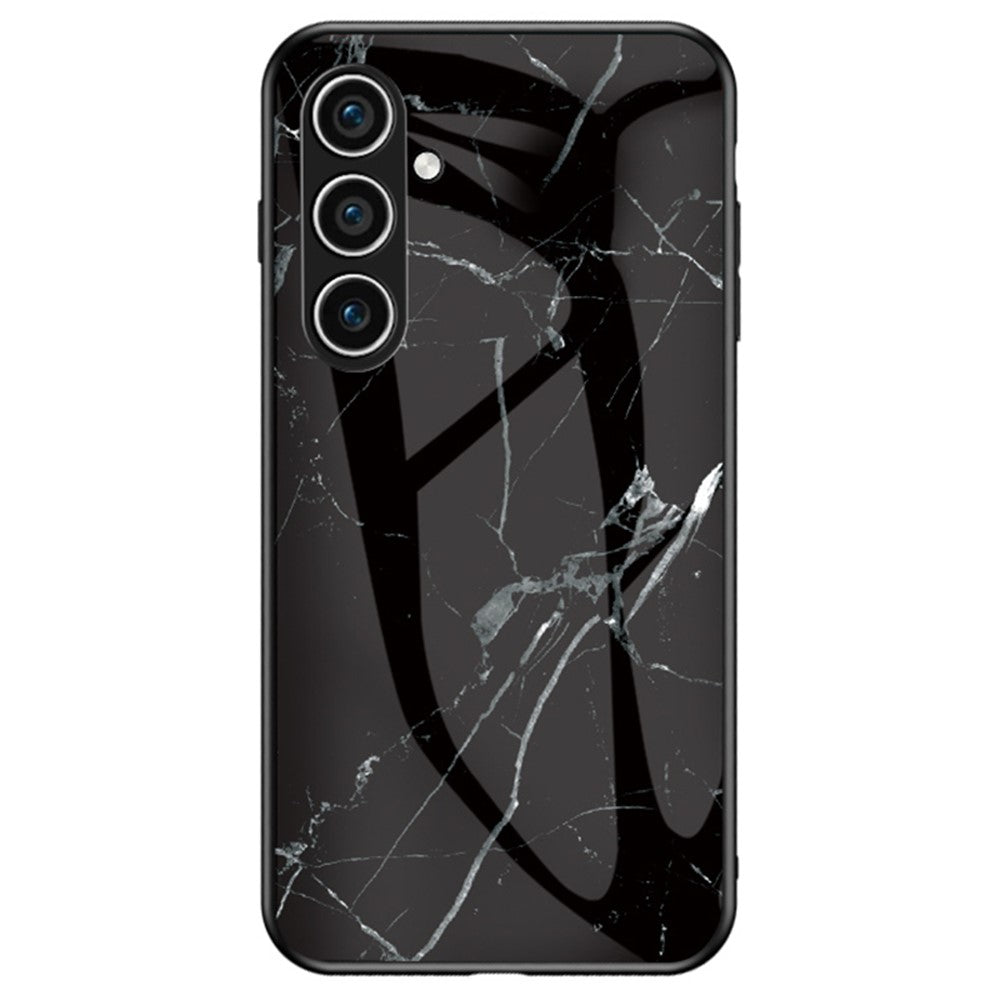 Til Samsung Galaxy A36 5G Cover Marmormønster Hærdet Glas + PC + TPU Beskyttende Telefoncover