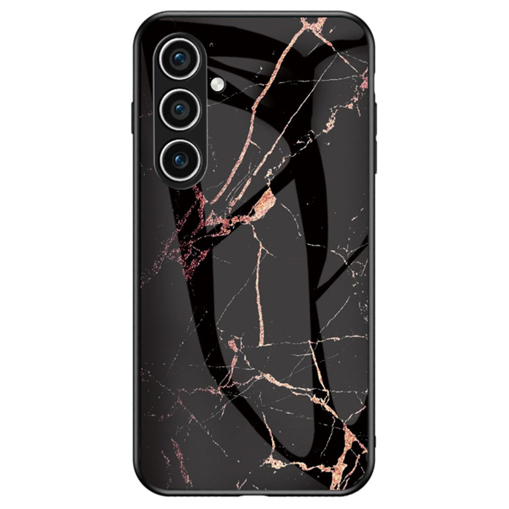 Til Samsung Galaxy A36 5G Cover Marmormønster Hærdet Glas + PC + TPU Beskyttende Telefoncover