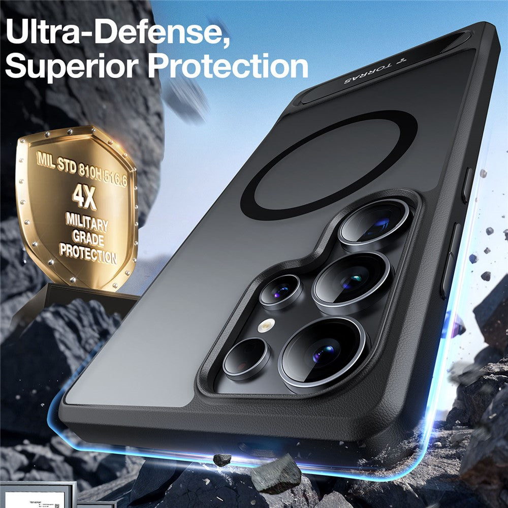 TORRAS Ostand L1-serien för Samsung Galaxy S25 Ultra magnetiskt skal med stativ i TPU+PC-fodral