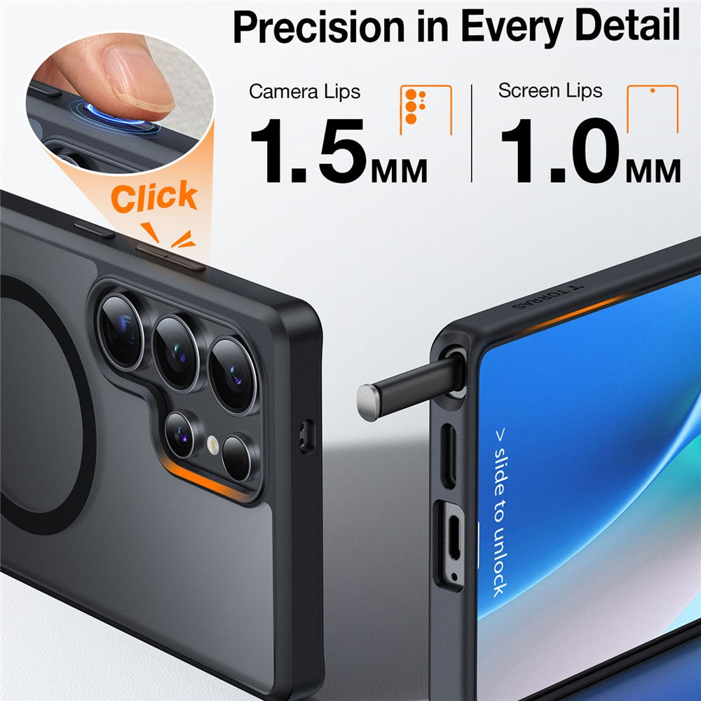 TORRAS Ostand L1-serien för Samsung Galaxy S25 Ultra magnetiskt skal med stativ i TPU+PC-fodral