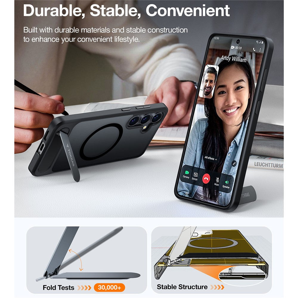 TORRAS Ostand L1 Series For Samsung Galaxy S25+ Magnetic Case Kickstand TPU+PC Phone Cover