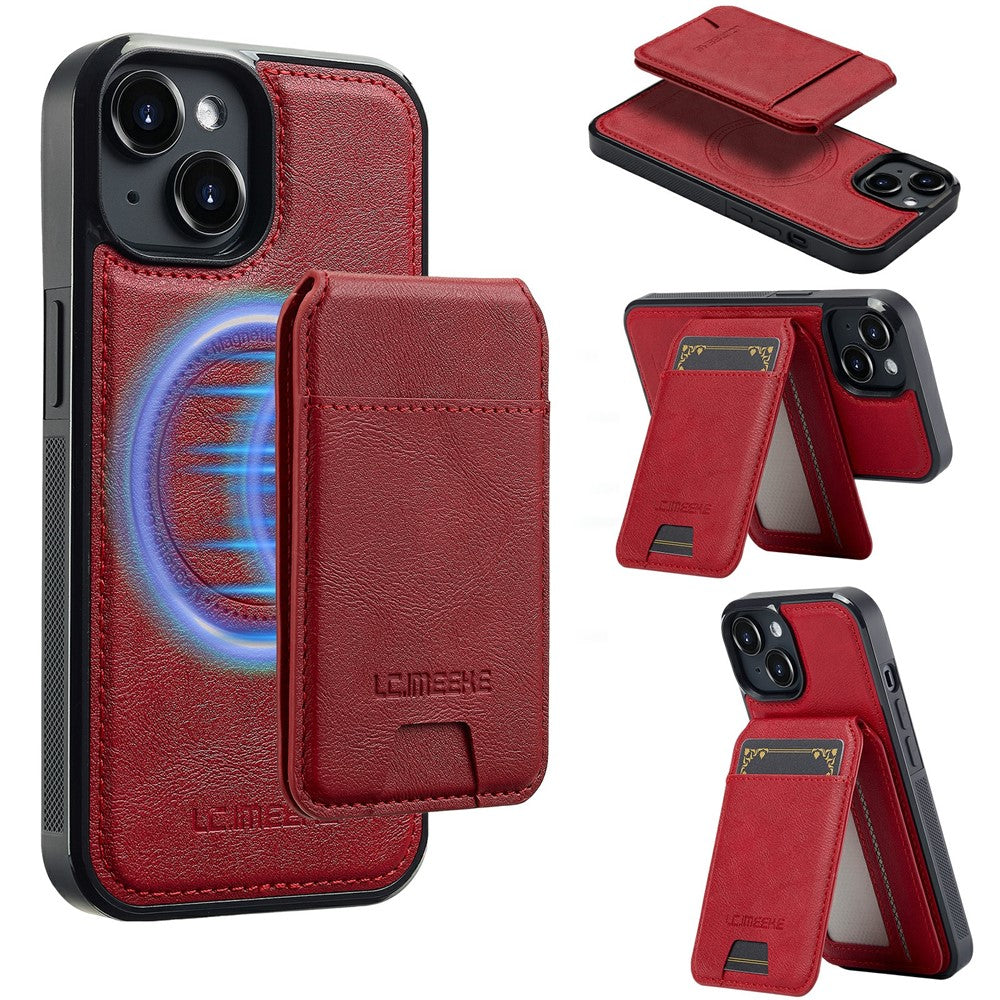 LC.IMEEKE L3 For iPhone 15 Plus Magnetic Case Detachable Card Holder Leather+TPU Mobile Cover