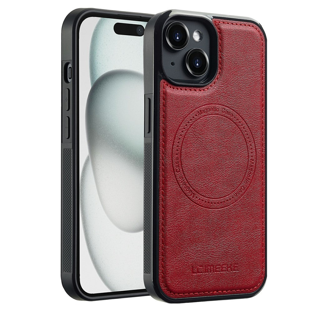 LC.IMEEKE For iPhone 15 Plus Magnetic Case Compatible with MagSafe Leather+TPU Back Cover
