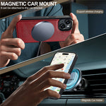 LC.IMEEKE For iPhone 15 Plus Magnetic Case Compatible with MagSafe Leather+TPU Back Cover