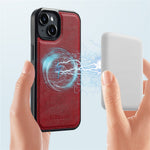 LC.IMEEKE For iPhone 15 Plus Magnetic Case Compatible with MagSafe Leather+TPU Back Cover