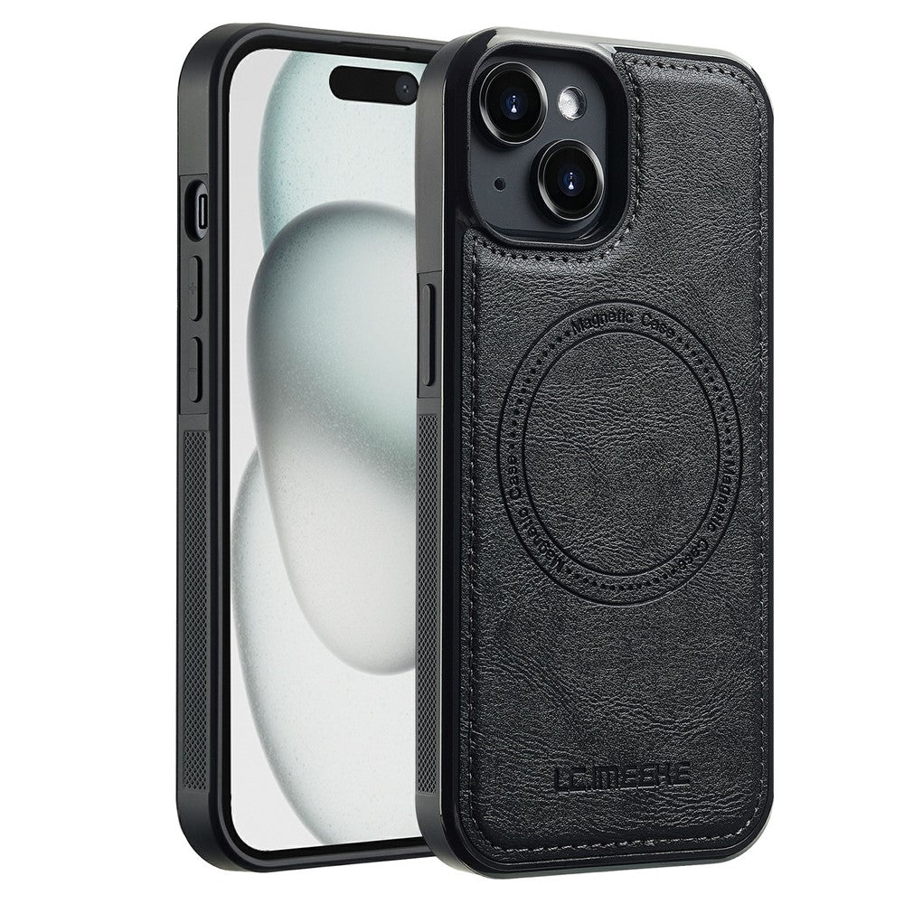 LC.IMEEKE For iPhone 15 Plus Magnetic Case Compatible with MagSafe Leather+TPU Back Cover