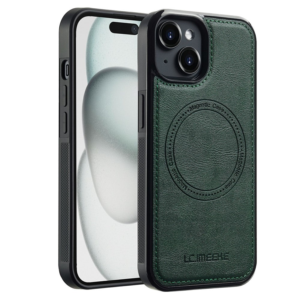 LC.IMEEKE For iPhone 15 Plus Magnetic Case Compatible with MagSafe Leather+TPU Back Cover