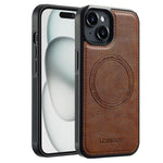 LC.IMEEKE For iPhone 15 Plus Magnetic Case Compatible with MagSafe Leather+TPU Back Cover