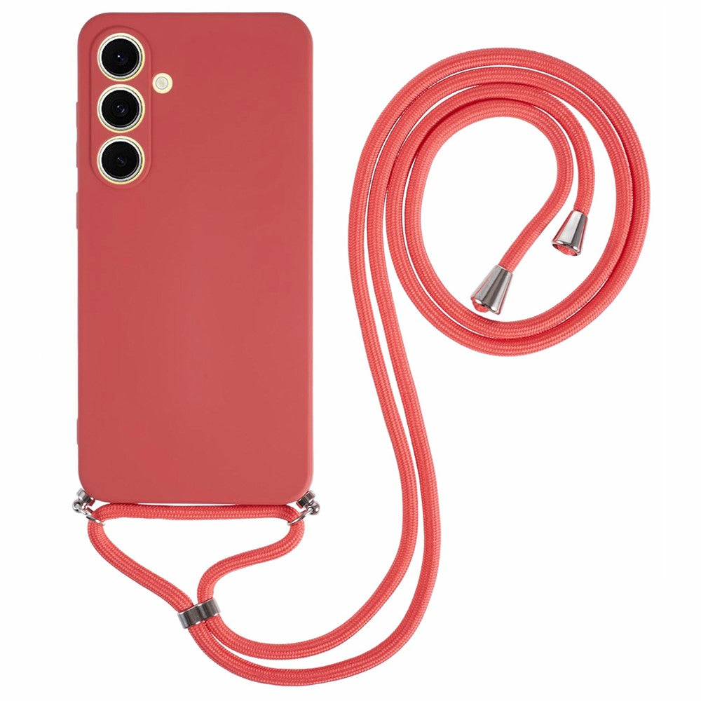 For Samsung Galaxy S25 Crossbody Case Flexible TPU Fiber Lining Anti-Shock Phone Cover