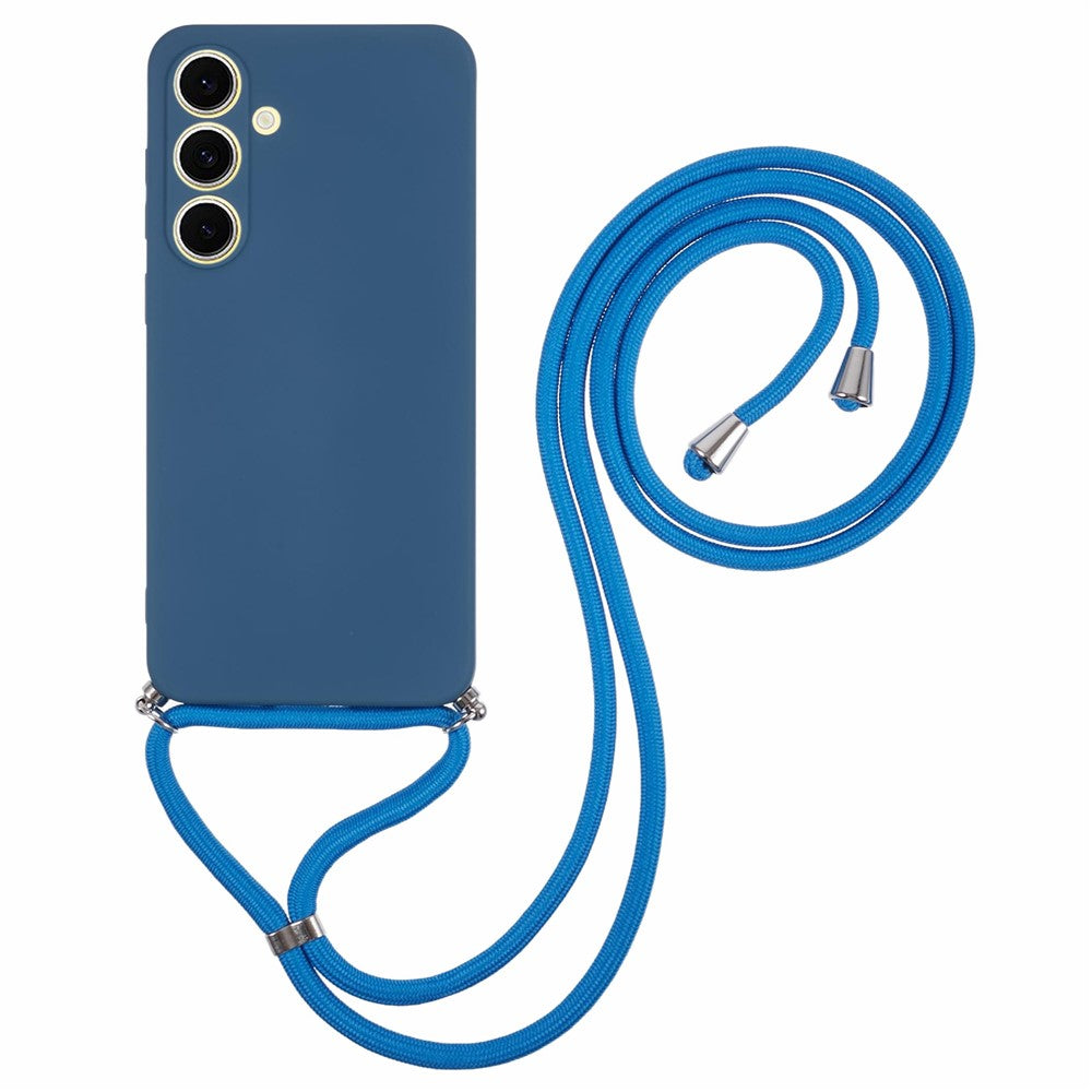 For Samsung Galaxy S25 Crossbody Case Flexible TPU Fiber Lining Anti-Shock Phone Cover
