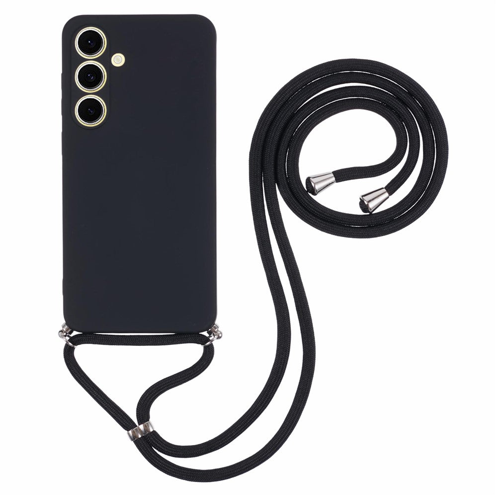 For Samsung Galaxy S25 Crossbody Case Flexible TPU Fiber Lining Anti-Shock Phone Cover