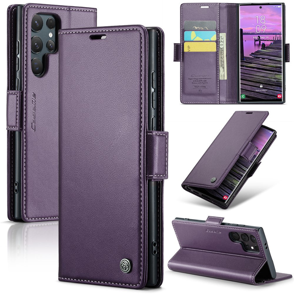 CASEME 023 Til Samsung Galaxy S25 Ultra Lædercover RFID Blockerende 3 Kortlomme Mobilcover