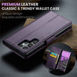CASEME 023 For Samsung Galaxy S25 Ultra Leather Case RFID Blocking 3 Card Slot Mobile Cover