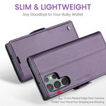 CASEME 023 For Samsung Galaxy S25 Ultra Leather Case RFID Blocking 3 Card Slot Mobile Cover
