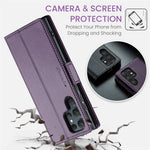 CASEME 023 For Samsung Galaxy S25 Ultra Leather Case RFID Blocking 3 Card Slot Mobile Cover