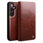 QIALINO For Samsung Galaxy S25 Case Wallet Flip Stand Phone Cover Genuine Cow Leather