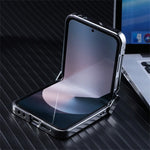 Samsung Galaxy Z Flip7 FE 5G / Z Flip6 5G Magnetiskt fodral Läder+PC+Metall mobilskal