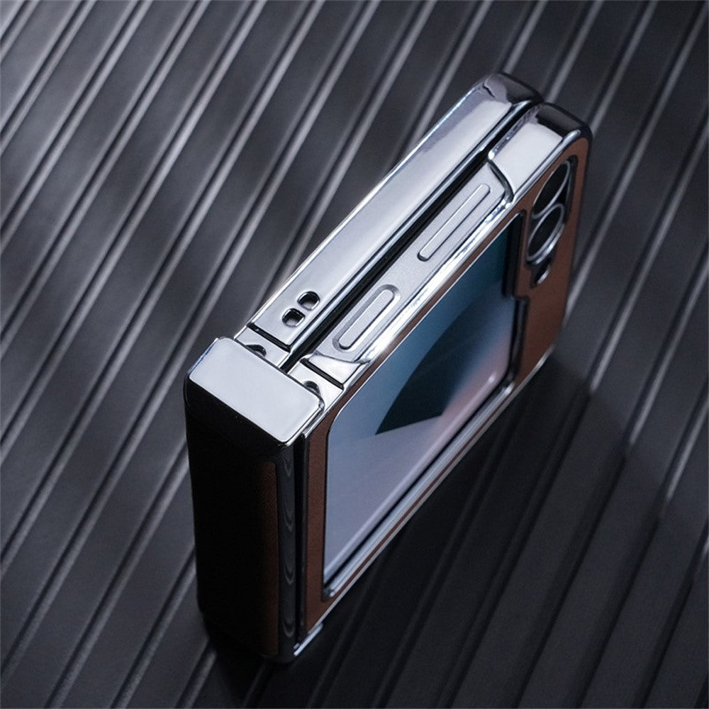 Samsung Galaxy Z Flip7 FE 5G / Z Flip6 5G Magnetiskt fodral Läder+PC+Metall mobilskal