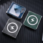 Samsung Galaxy Z Flip7 FE 5G / Z Flip6 5G Magnetiskt fodral Läder+PC+Metall mobilskal