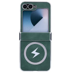 Samsung Galaxy Z Flip7 FE 5G / Z Flip6 5G Magnetiskt fodral Läder+PC+Metall mobilskal