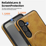For Samsung Galaxy S25 Magnetic Case with Folded Kickstand PC Silicone Leather Phone Back Cover