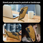 For Samsung Galaxy S25 Magnetic Case with Folded Kickstand PC Silicone Leather Phone Back Cover