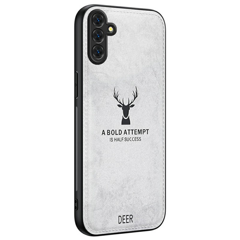 For Samsung Galaxy A56 5G Case Deer Pattern Cloth Texture PU Leather Hybrid Phone Cover