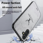 For Samsung Galaxy A56 5G Case Deer Pattern Cloth Texture PU Leather Hybrid Phone Cover