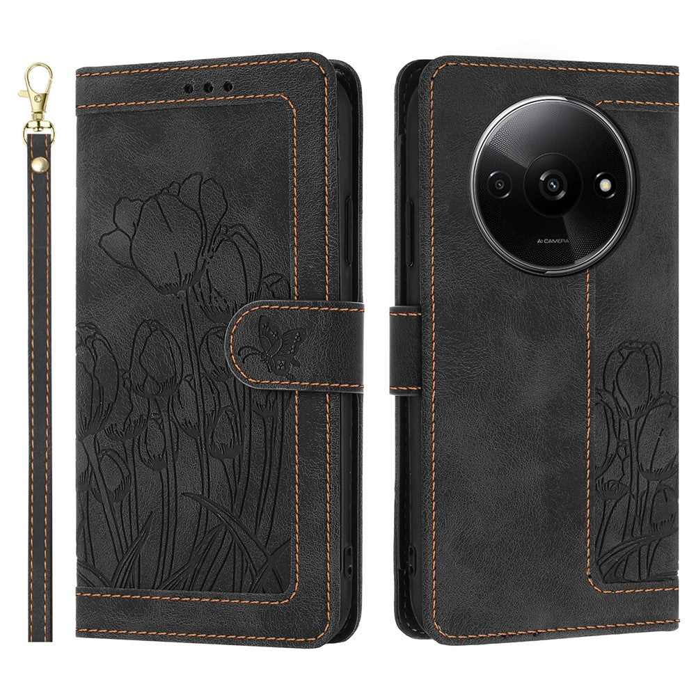 For Xiaomi Poco C61 4G / Redmi A3 4G Case Tulip Leather Phone Cover with 5 Card Slots Wallet