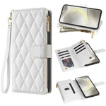 For Samsung Galaxy A16 5G / 4G Case Rhombus Stitching Leather Wallet Phone Cover with Long / Short Strap