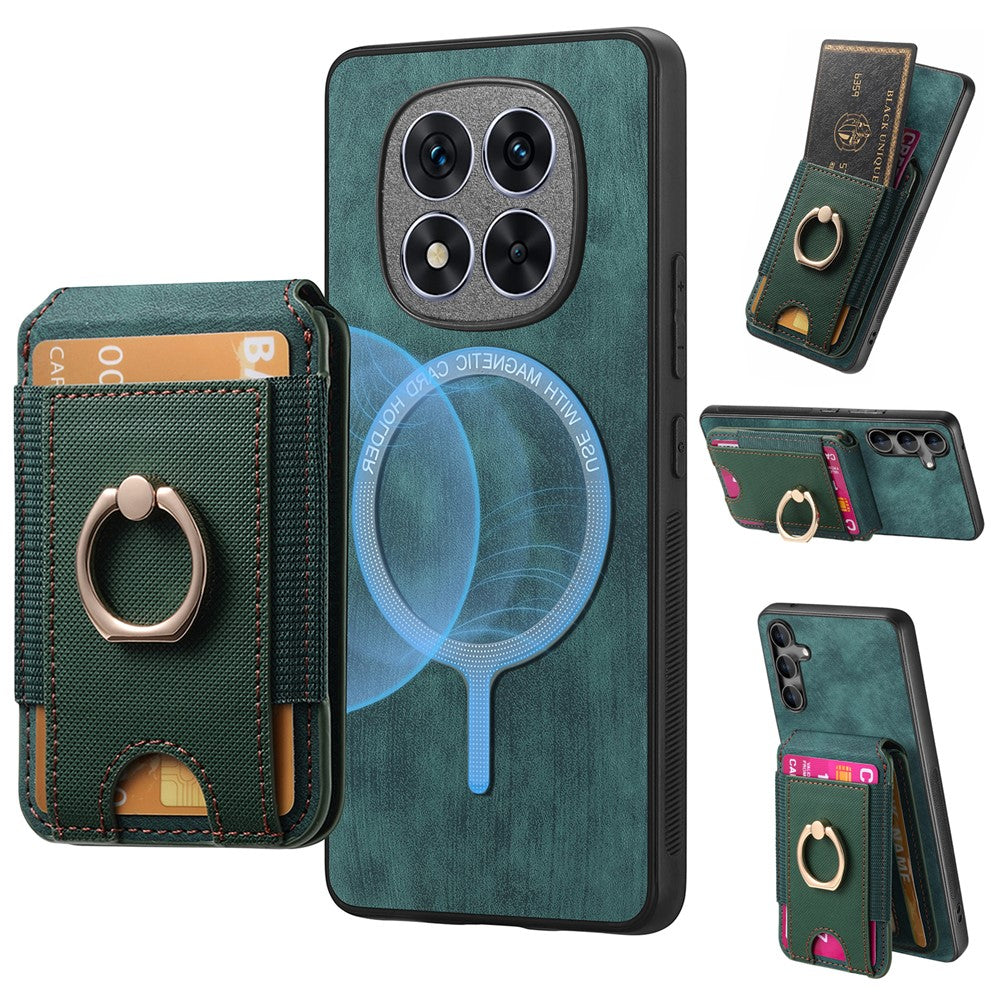 For Xiaomi Redmi Note 14 Pro 5G / Poco X7 5G Magnetic Case Leather Back Cover with Detachable Card Holder Kickstand