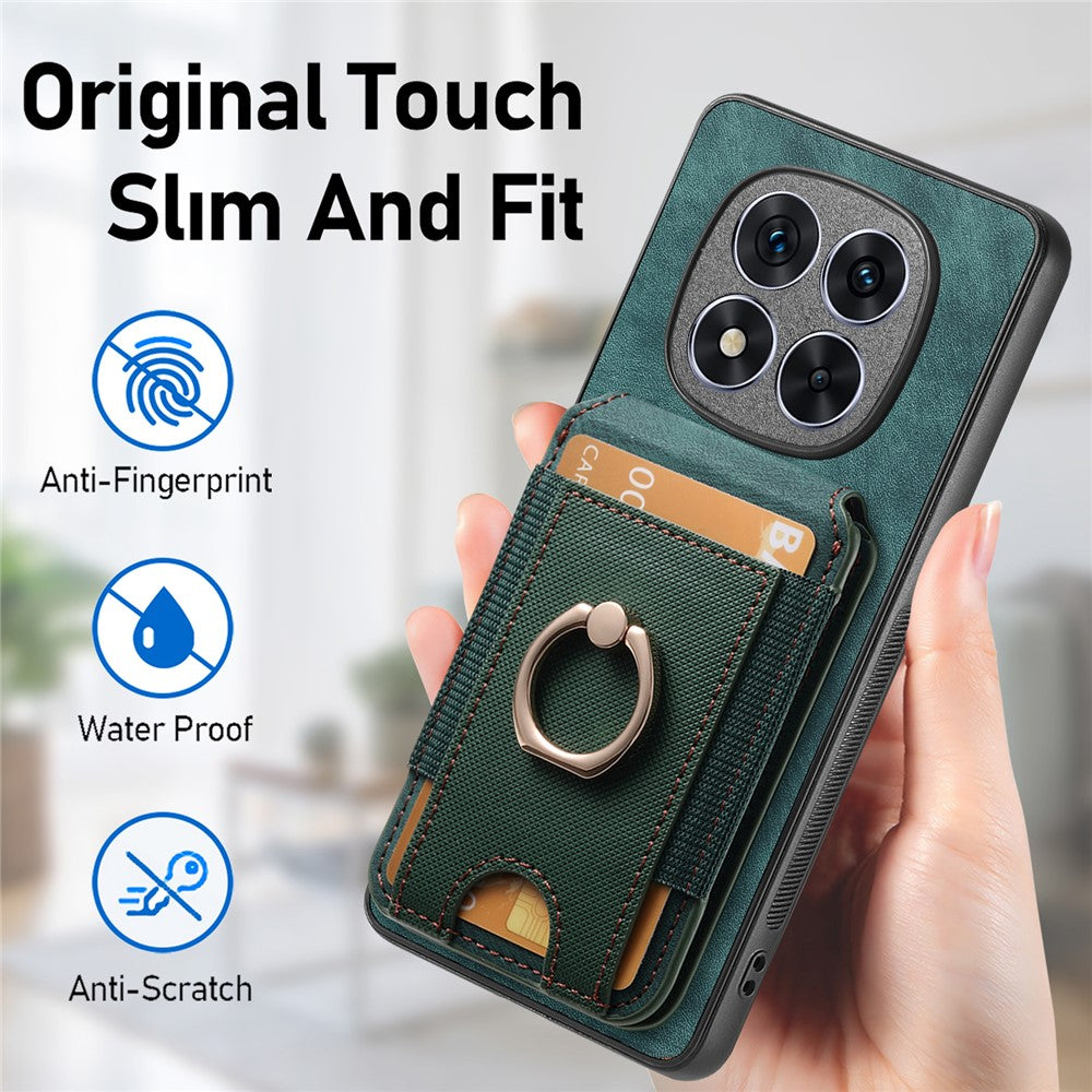 For Xiaomi Redmi Note 14 Pro 5G / Poco X7 5G Magnetic Case Leather Back Cover with Detachable Card Holder Kickstand