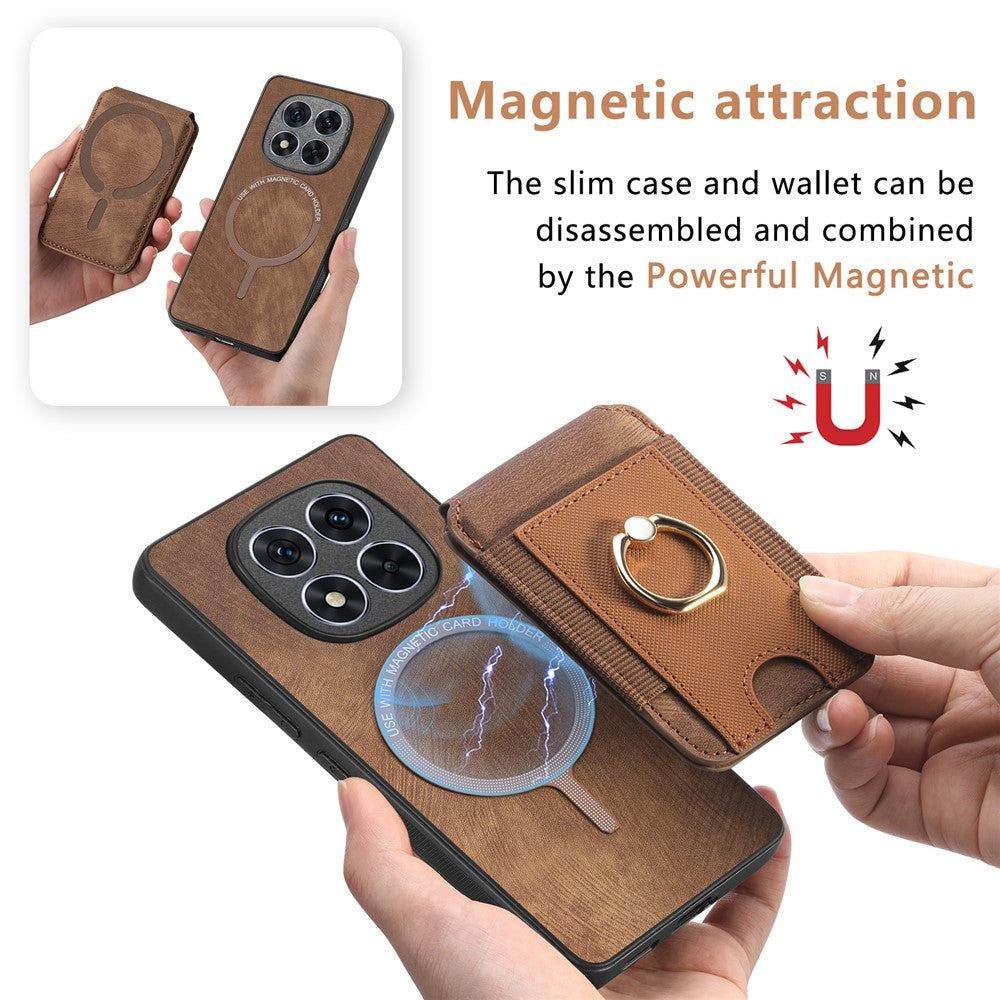 For Xiaomi Redmi Note 14 Pro 5G / Poco X7 5G Magnetic Case Leather Back Cover with Detachable Card Holder Kickstand