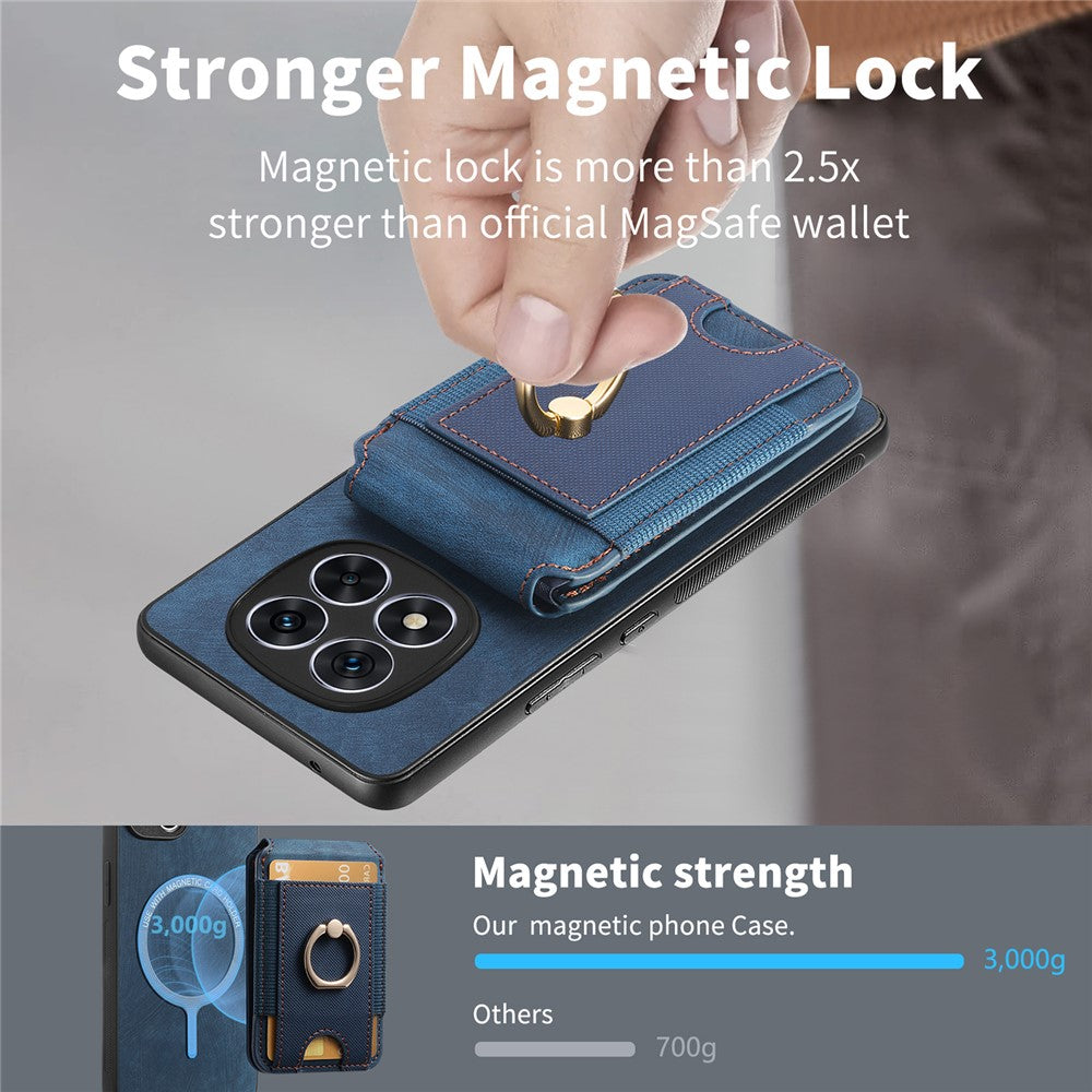 For Xiaomi Redmi Note 14 Pro 5G / Poco X7 5G Magnetic Case Leather Back Cover with Detachable Card Holder Kickstand