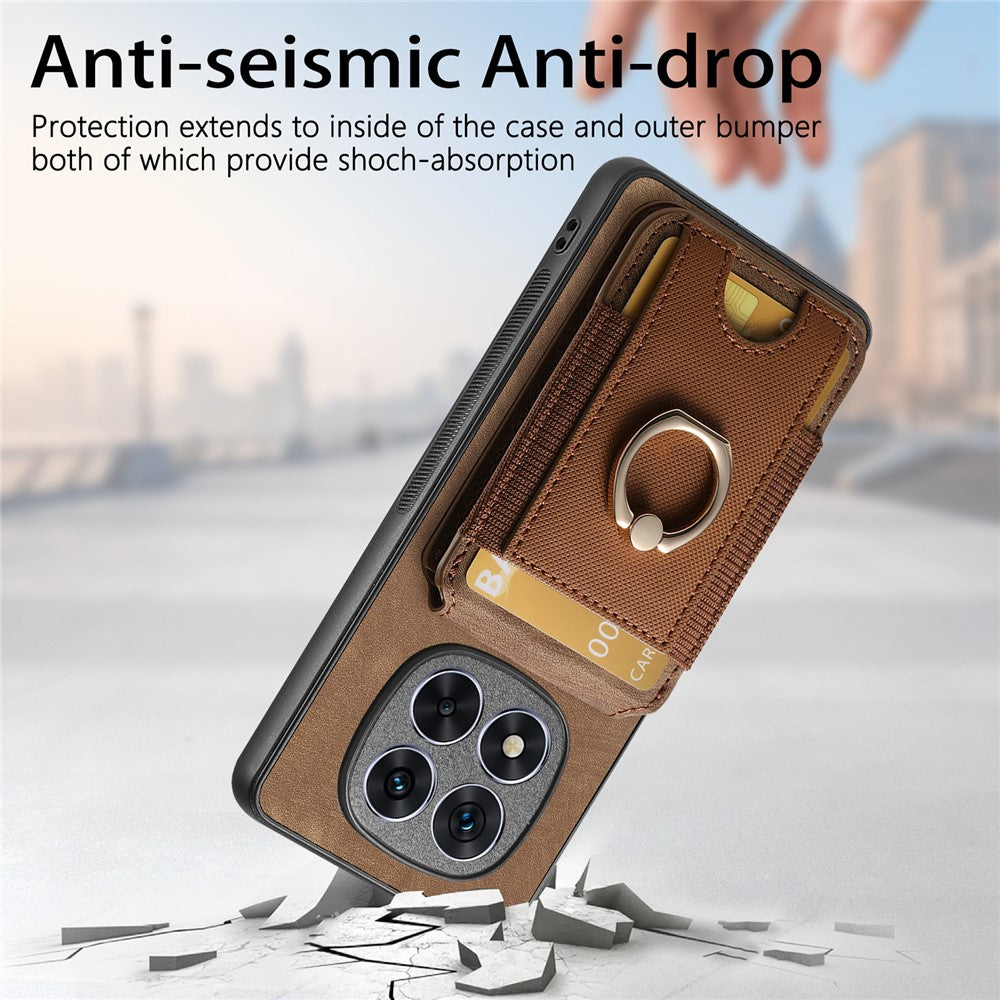For Xiaomi Redmi Note 14 Pro 5G / Poco X7 5G Magnetic Case Leather Back Cover with Detachable Card Holder Kickstand