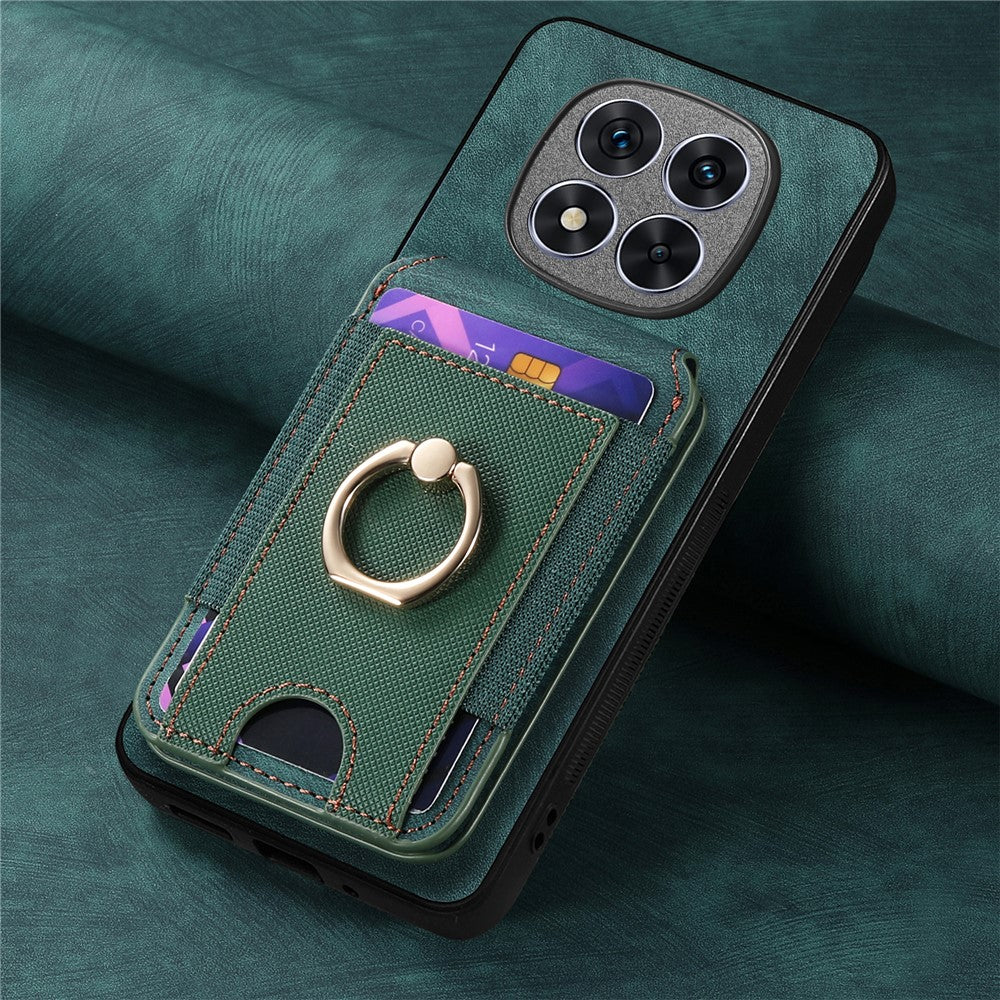 For Xiaomi Redmi Note 14 Pro 5G / Poco X7 5G Magnetic Case Leather Back Cover with Detachable Card Holder Kickstand