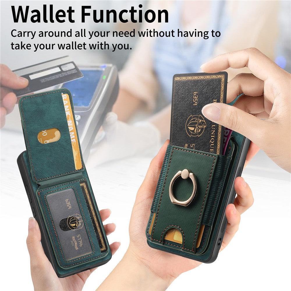 For Xiaomi Redmi Note 14 Pro 5G / Poco X7 5G Magnetic Case Leather Back Cover with Detachable Card Holder Kickstand